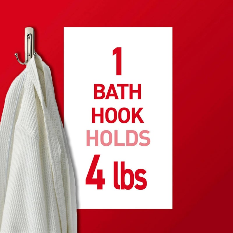 Command Large Double Bathroom Wall Hook, Damage-Free Hanging with Adhesive Strip, Great for Hanging Bath Towels, 1 Satin Nickel Wall Hook and 1 Water-Resistant Strip, Holds up to 4 lb - Image 4